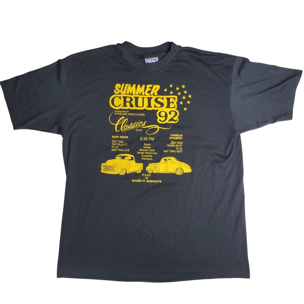 Vintage Size XL Hanes Summer Cruise 92 Classic Cars Graphic T-Shirt